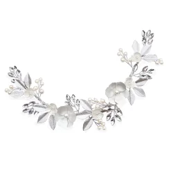 Ivory & Co Pearl Hair Accessories | Silver Hair Accessories*Ivory and Co Silver Bloom Crystal and Pearl Floral Crescent Hair Clip