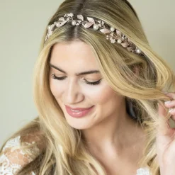 Ivory & Co Pearl Hair Accessories | Rose Gold Hair Accessories*Ivory and Co Skylark Rose Gold Leaves and Pearl Hair Vine