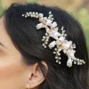 Ivory & Co Pearl Hair Accessories | Gold Hair Accessories*Ivory and Co Spring Dream Gold Floral Pearl Hair Clip