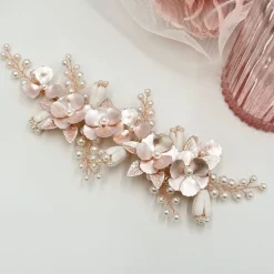 Ivory & Co Pearl Hair Accessories | Rose Gold Hair Accessories*Ivory and Co Spring Dream Rose Gold Floral Pearl Hair Clip