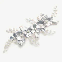 Ivory & Co Pearl Hair Accessories | Silver Hair Accessories*Ivory and Co Spring Dream Silver Floral Pearl Hair Clip