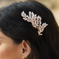 Ivory & Co Pearl Hair Accessories | Gold Hair Accessories*Ivory and Co Summer Glow Gold Leafy Hair Comb