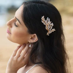 Ivory & Co Pearl Hair Accessories | Gold Hair Accessories*Ivory and Co Summer Glow Gold Leafy Hair Comb