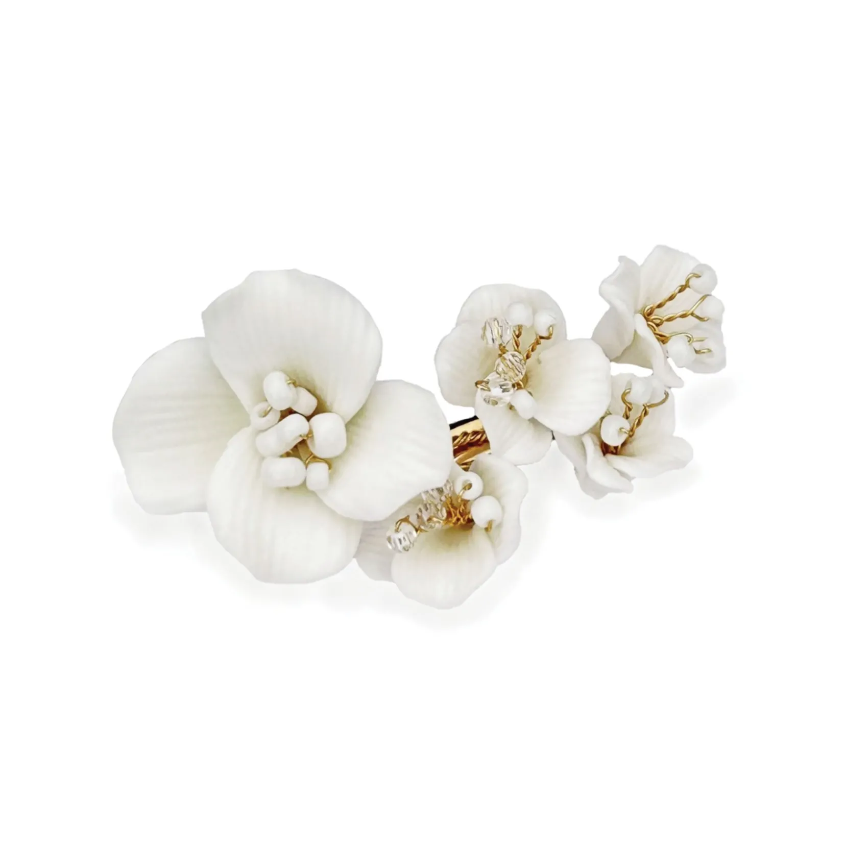 Ivory & Co Gold Hair Accessories | Flower Girl Hair Accessories*Ivory and Co Tigerlily Ceramic Floral Cluster Gold Hair Clip