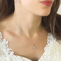 Ivory & Co Silver Prom Jewellery | Prom Necklaces*Ivory and Co Vanderbilt Teardrop Crystal Pendant Necklace