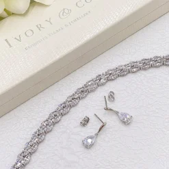 Ivory & Co Silver Prom Jewellery | Prom Earrings*Ivory and Co Vanderbilt Teardrop Crystal Wedding Earrings