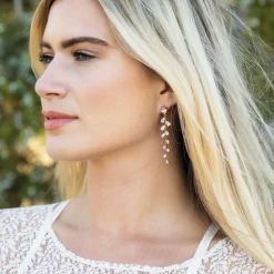 Ivory & Co Prom Earrings | Crystal Jewellery*Ivory and Co Willow Rose Gold Long Trailing Crystal Vine Earrings
