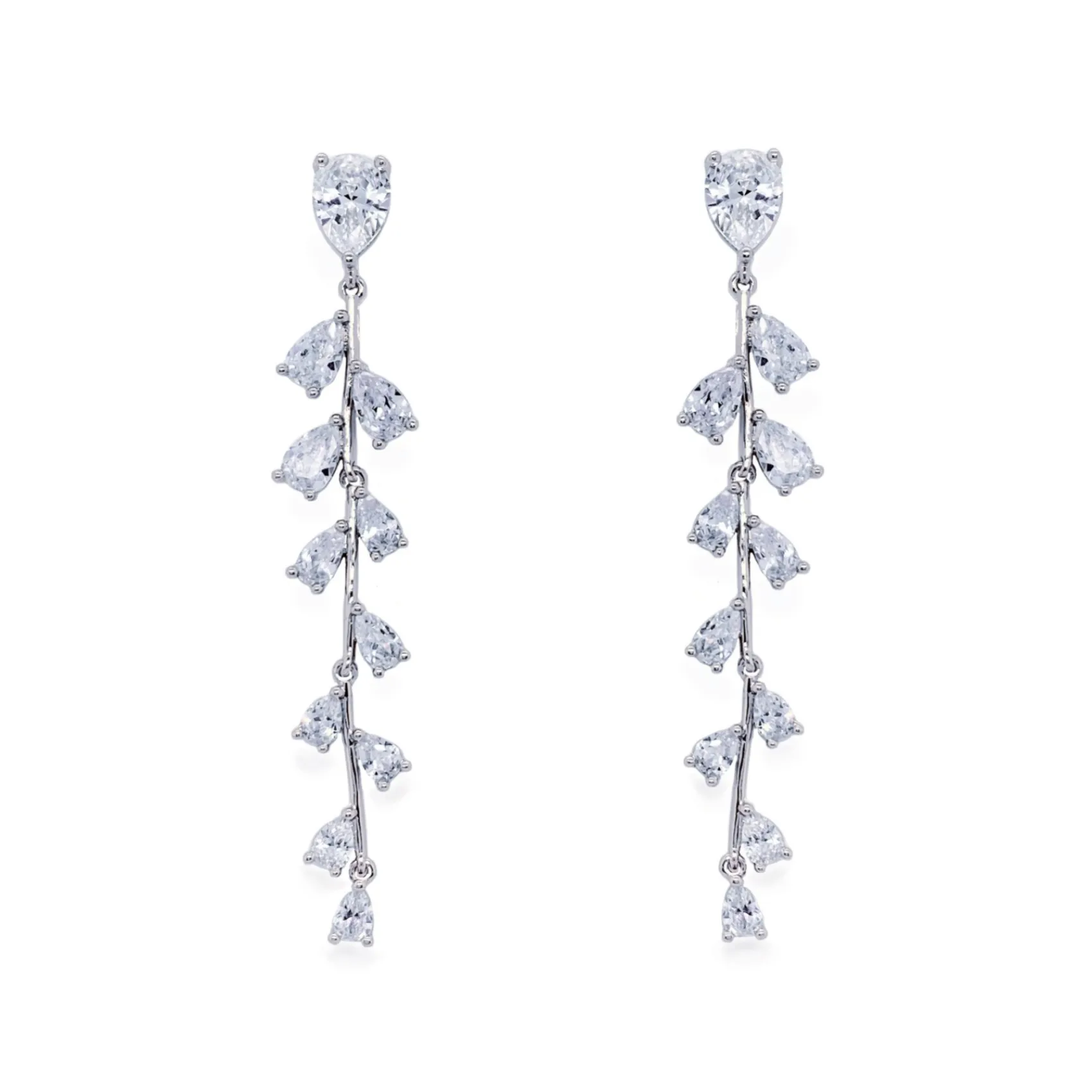 Ivory & Co Silver Prom Jewellery | Prom Earrings*Ivory and Co Willow Silver Long Trailing Crystal Vine Earrings