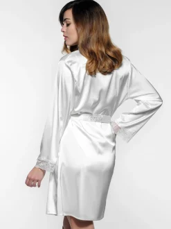 Poirier Honeymoon Gifts | Bride Gifts*Satin Diamante 'Bride' and 'Just Married' Bridal Robe Ivory