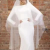 Perfect Bridal Two Tier Veils | Waltz Length Veils*Two Tier Heavily Embellished Pearl Waltz Length Veil Ivory