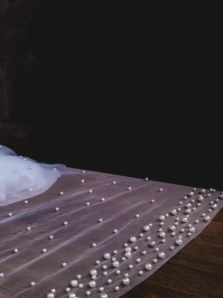 Perfect Bridal Two Tier Veils | Waltz Length Veils*Two Tier Heavily Embellished Pearl Waltz Length Veil Ivory