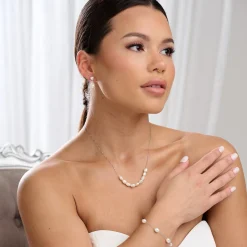 Lace & Favour Pearl Jewellery | Silver Wedding Jewellery*Kala Freshwater Pearl Bracelet Ivory/ Silver