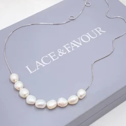 Lace & Favour Silver Wedding Jewellery | Pearl Jewellery*Kala Freshwater Pearl Necklace Ivory/ Silver