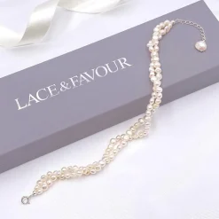 Lace & Favour Mother Of The Groom Gifts | Mother Of The Bride Gifts*Katarina Twisted Freshwater Pearl Bracelet Ivory/ Silver