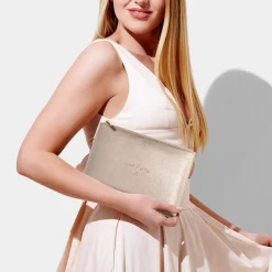Katie Loxton Sentiment Pouches | Honeymoon Gifts*'Just Married' Metallic Perfect Pouch Gold