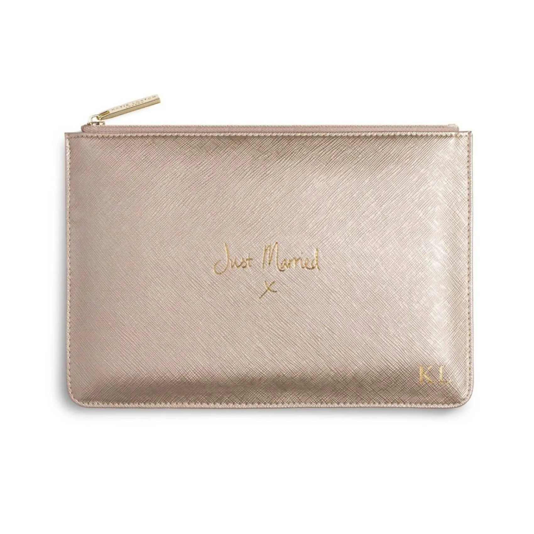 Katie Loxton Sentiment Pouches | Honeymoon Gifts*'Just Married' Metallic Perfect Pouch Gold
