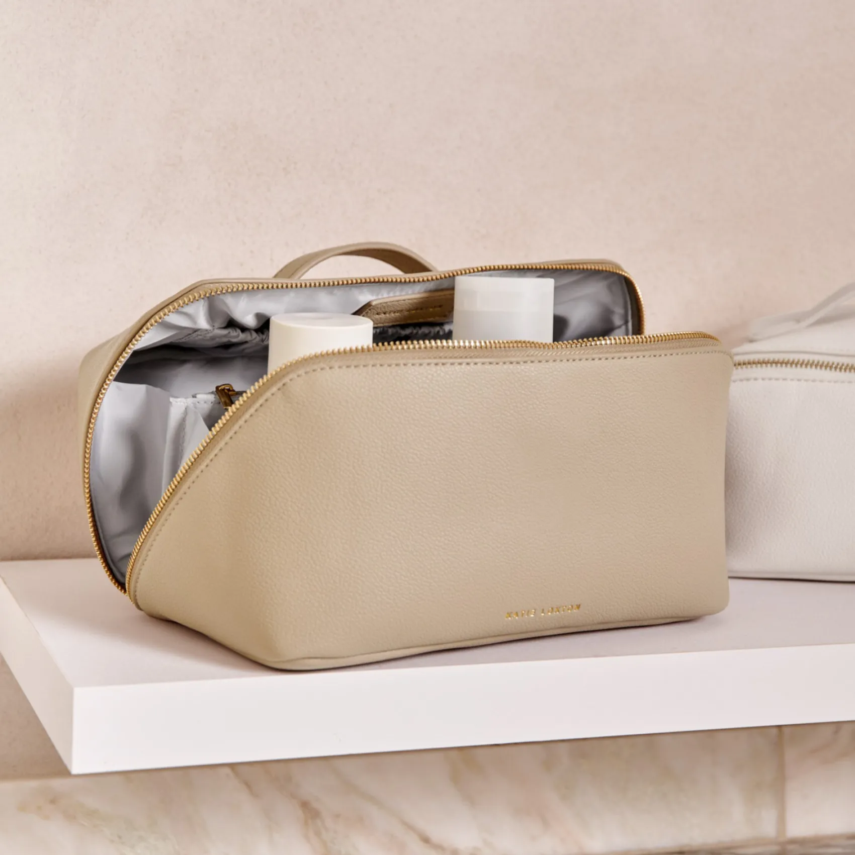 Katie Loxton Makeup & Wash Bags | Honeymoon Gifts*Large Makeup and Wash Bag Light Taupe