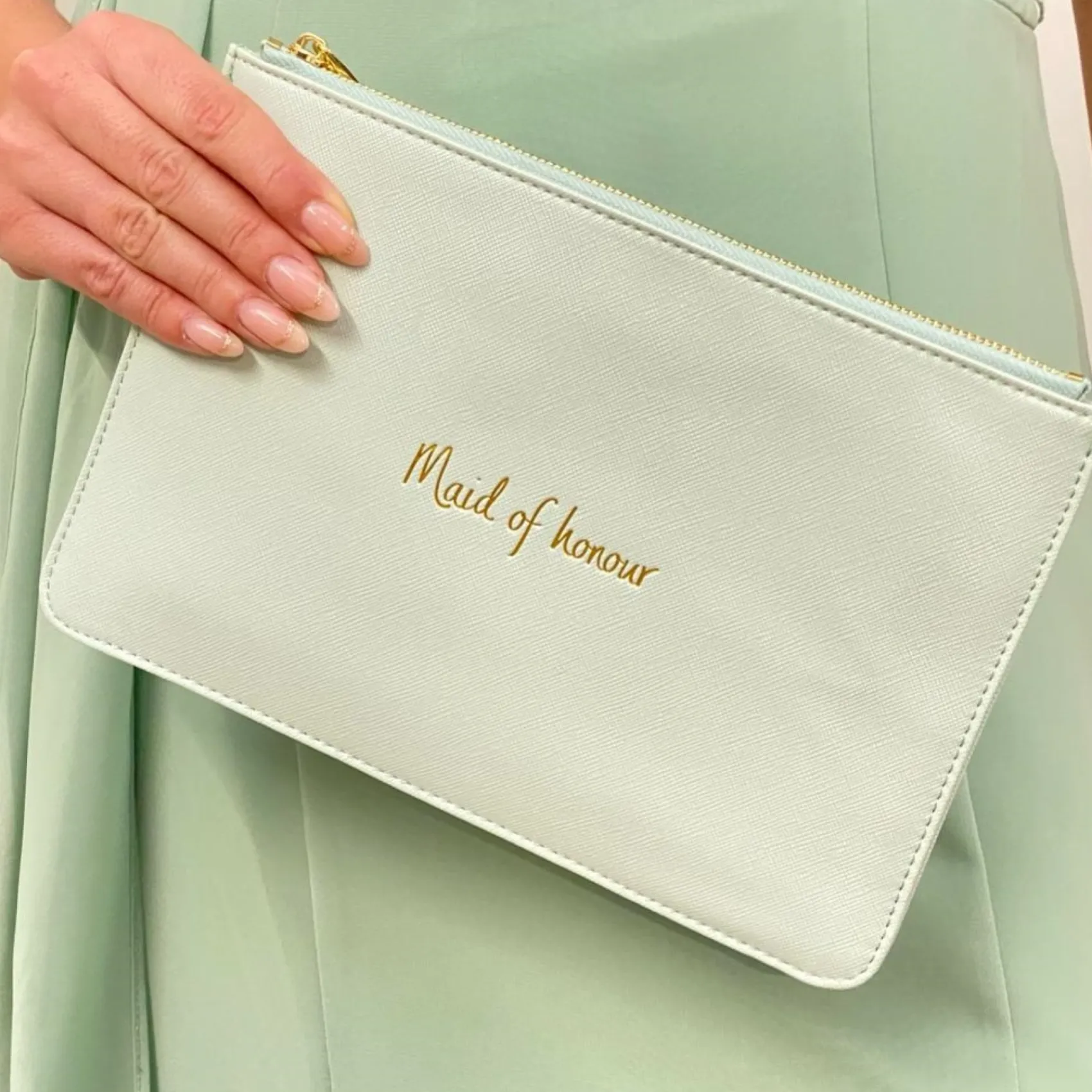 Katie Loxton Sentiment Pouches | Bridesmaid Gifts*'Maid of Honour' Perfect Pouch Sage Green