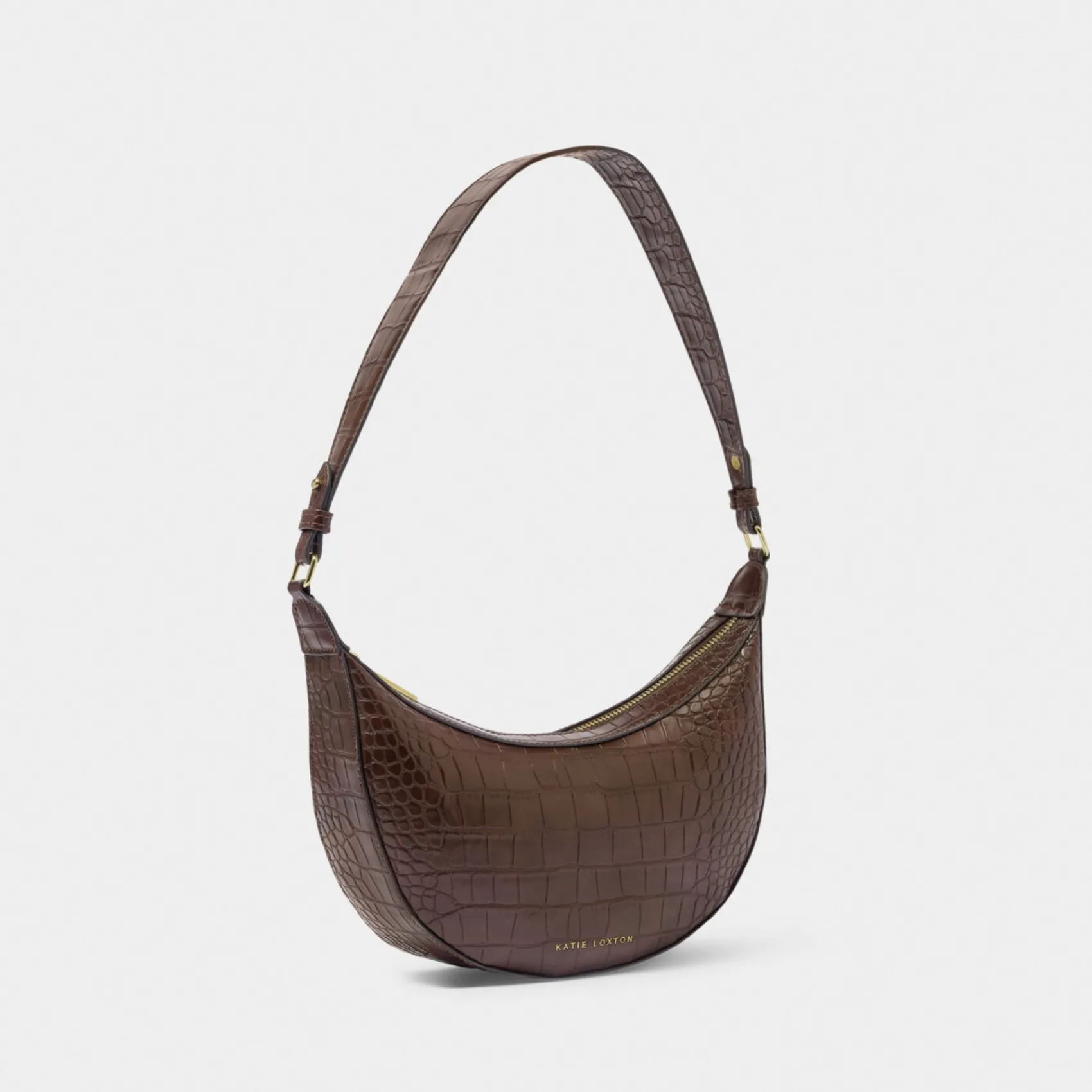 Katie Loxton Wedding Guest Bags*Marni Faux Croc Small Shoulder Bag Chocolate Brown