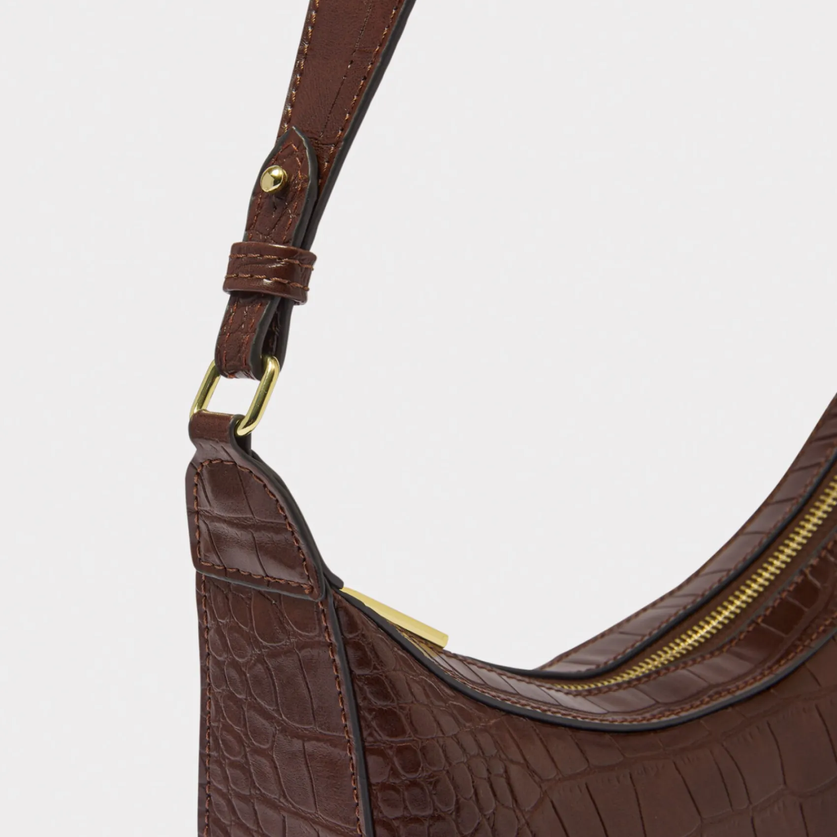 Katie Loxton Wedding Guest Bags*Marni Faux Croc Small Shoulder Bag Chocolate Brown
