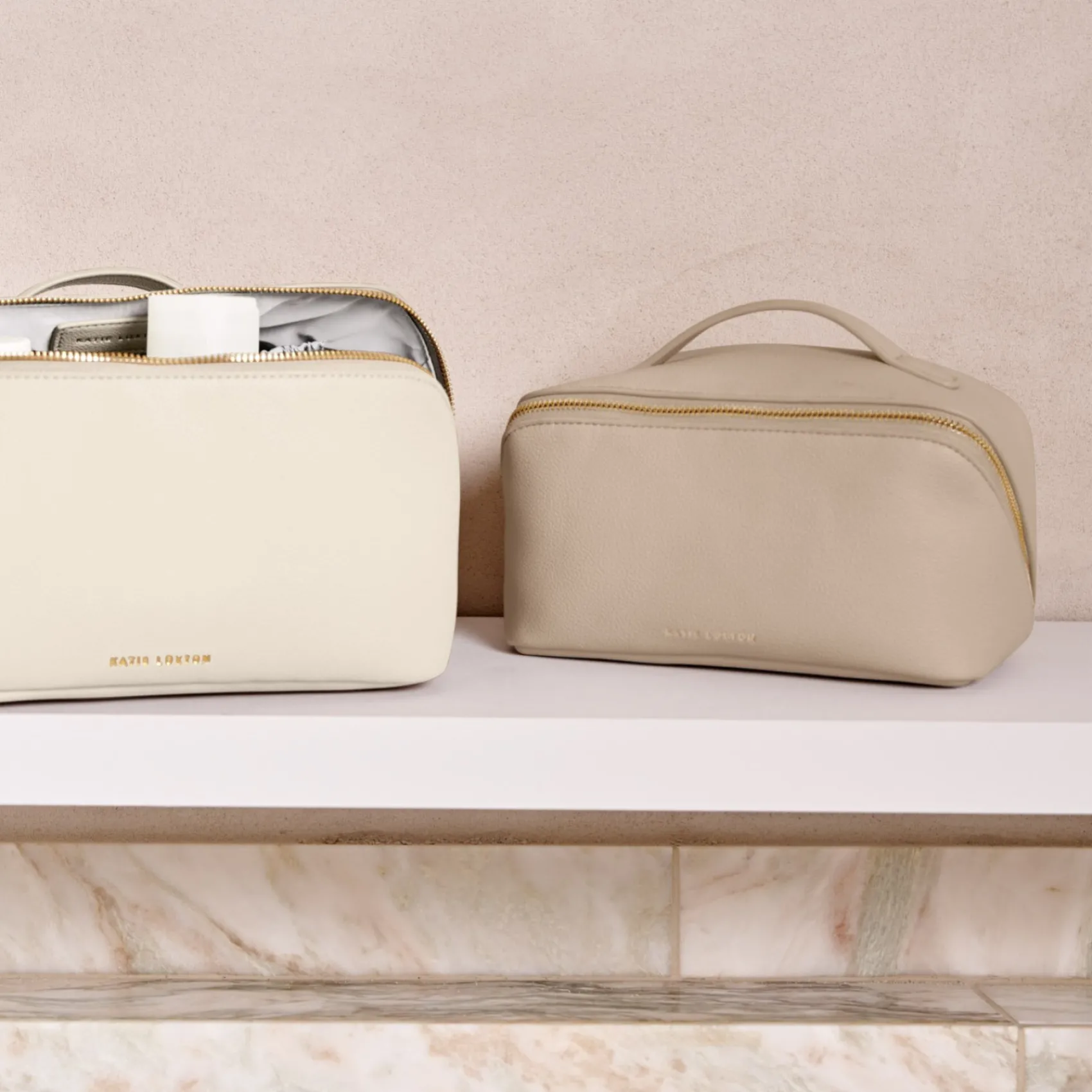Katie Loxton Makeup & Wash Bags | Honeymoon Gifts*Medium Makeup and Wash Bag Light Taupe