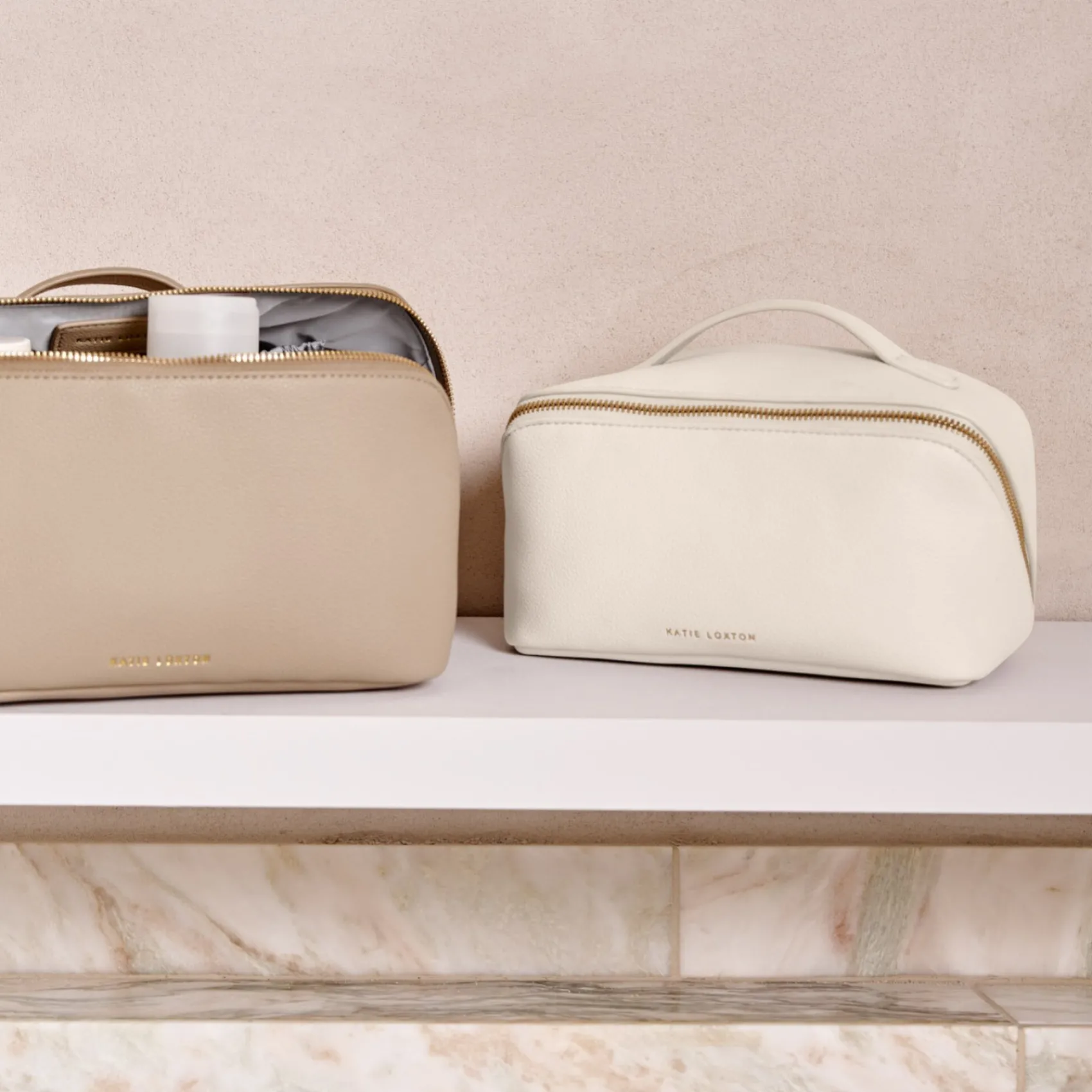 Katie Loxton Makeup & Wash Bags | Honeymoon Gifts*Medium Makeup and Wash Bag Off White