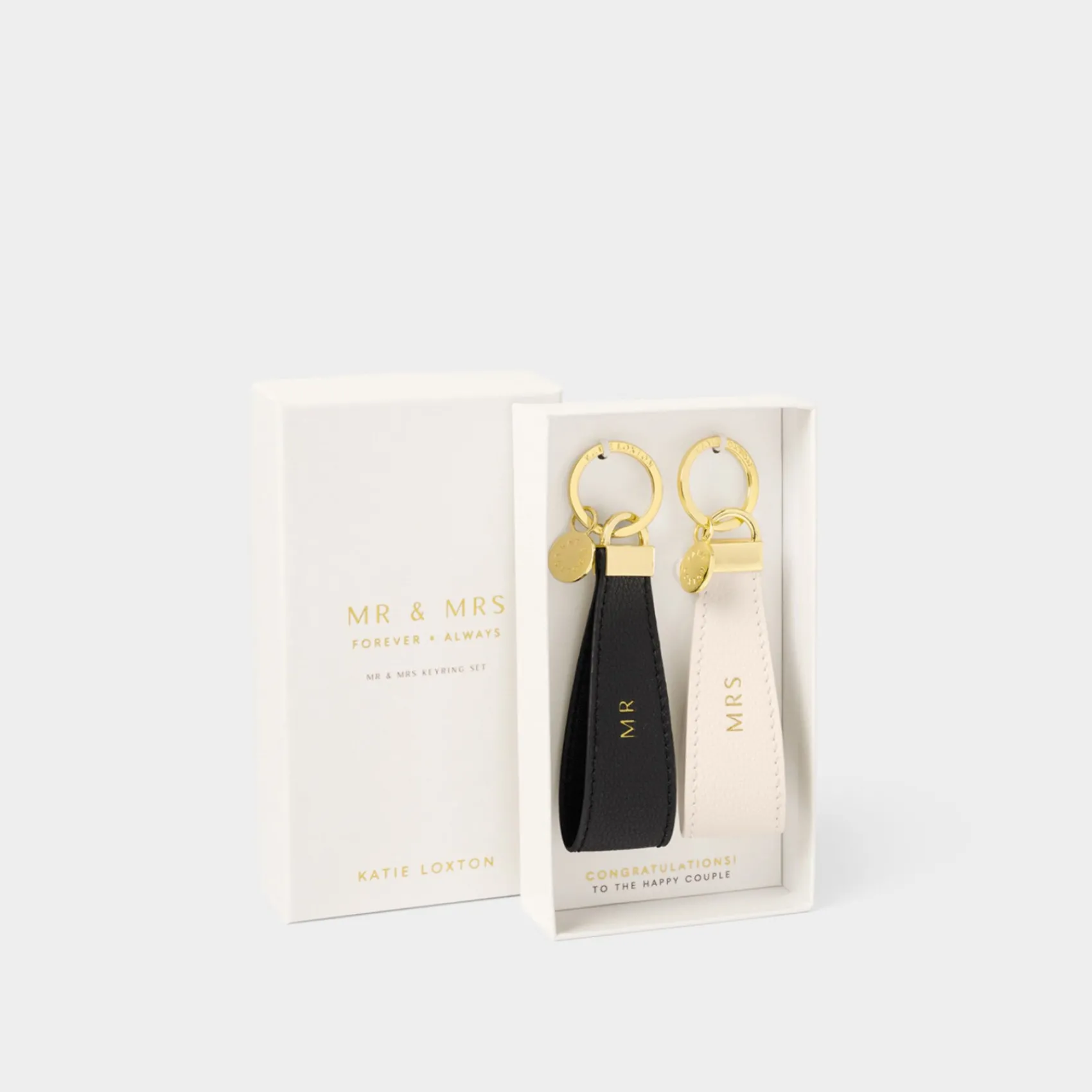 Katie Loxton Honeymoon Gifts | Bride & Groom Gifts*'Mr' and 'Mrs' Boxed Wedding Keyrings Off White