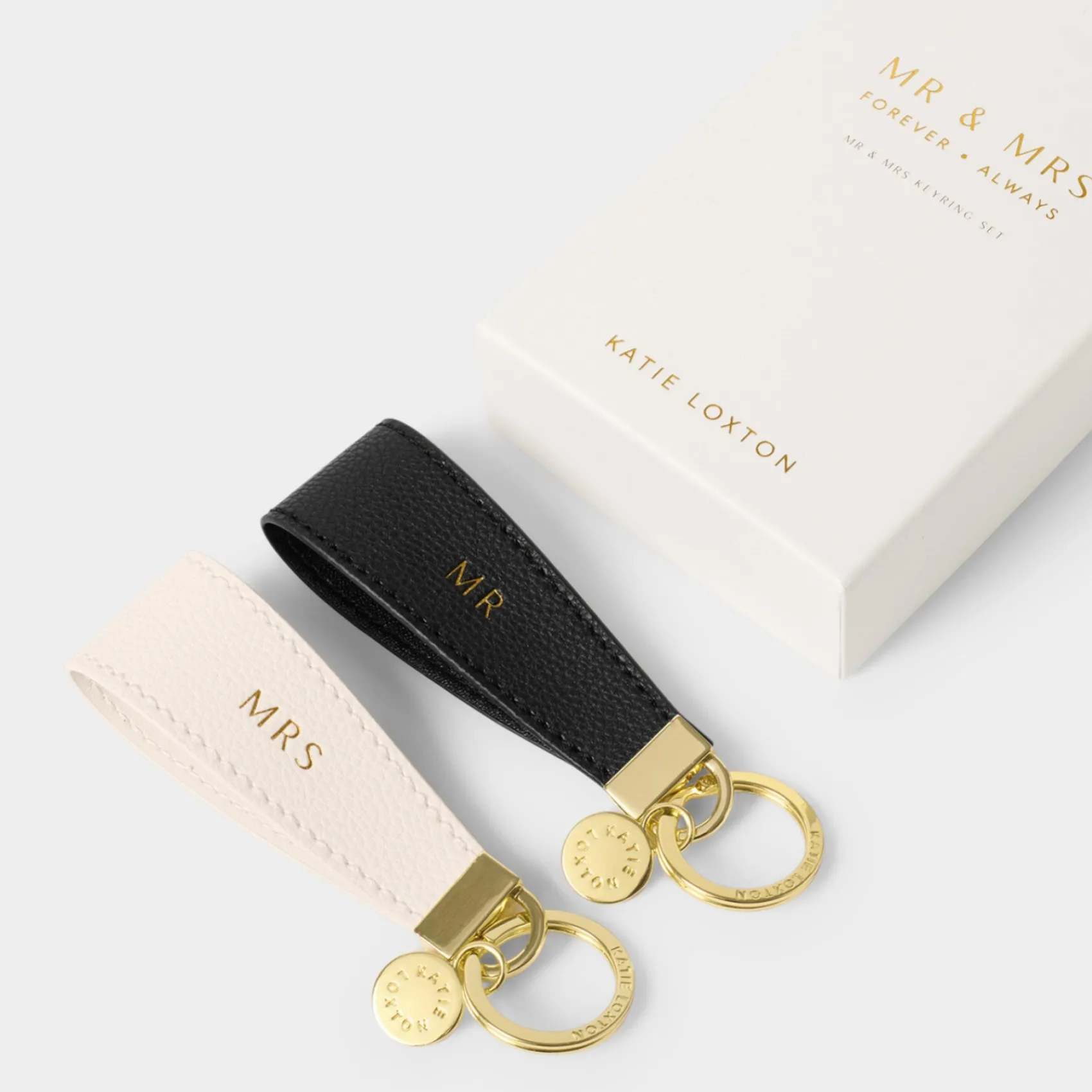 Katie Loxton Honeymoon Gifts | Bride & Groom Gifts*'Mr' and 'Mrs' Boxed Wedding Keyrings Off White