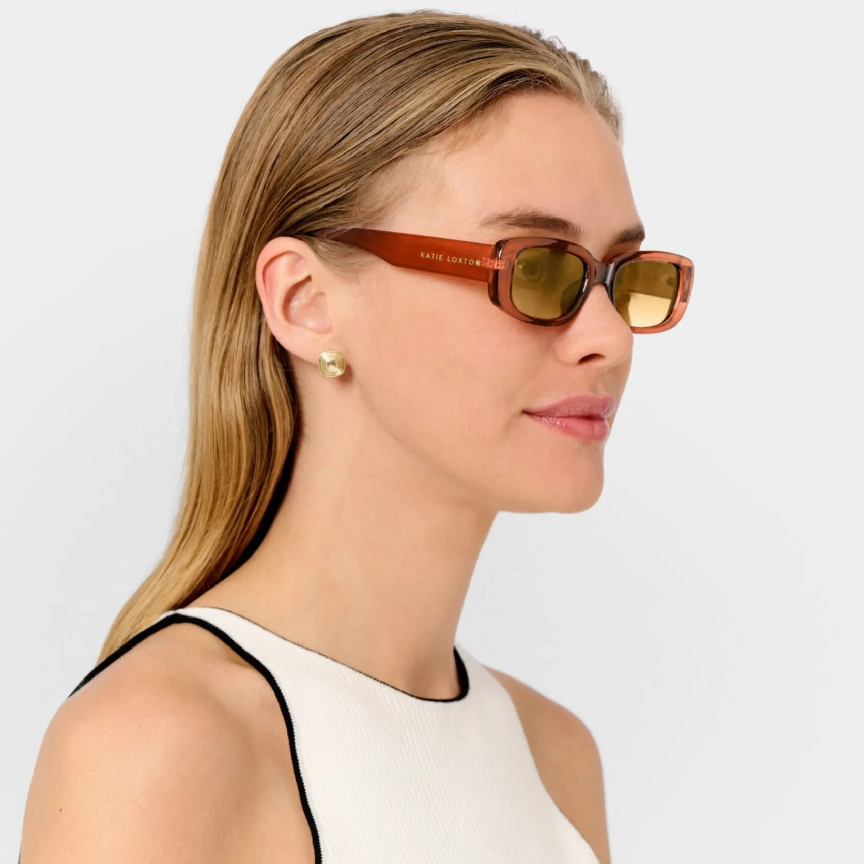 Katie Loxton Women's Sunglasses | Honeymoon Gifts*Venice Rectangle Sunglasses Amber
