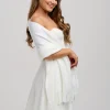 Poirier Knitted Shawls | Wedding Capes & Wraps*Katya Knitted Wedding Shawl with Fringe Ivory