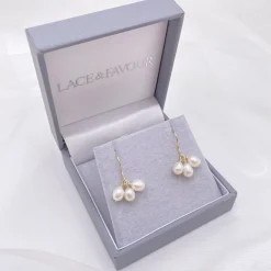 Lace & Favour Pearl Jewellery | Bridesmaid Jewellery*Kelani Freshwater Pearl Cluster Earrings  Ivory/ Silver