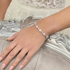 Lace & Favour Silver Prom Jewellery | Prom Bracelets*Lanesborough Floral Crystal Embellished Wedding Bracelet Silver