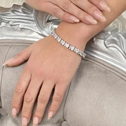 Lace & Favour Silver Prom Jewellery | Prom Bracelets*Langham CZ Crystal Hearts Wedding Bracelet Silver