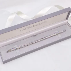 Lace & Favour Silver Prom Jewellery | Prom Bracelets*Langham CZ Crystal Hearts Wedding Bracelet Silver