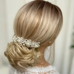 Lace & Favour Pearl Hair Accessories | Silver Hair Accessories*Laura Statement Pearl Bridal Headpiece Ivory/ Silver