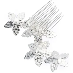Poirier Prom Hair Clips & Combs | Crystal Hair Accessories*Leilani Crystal Floral Hair Comb Ivory/ Silver