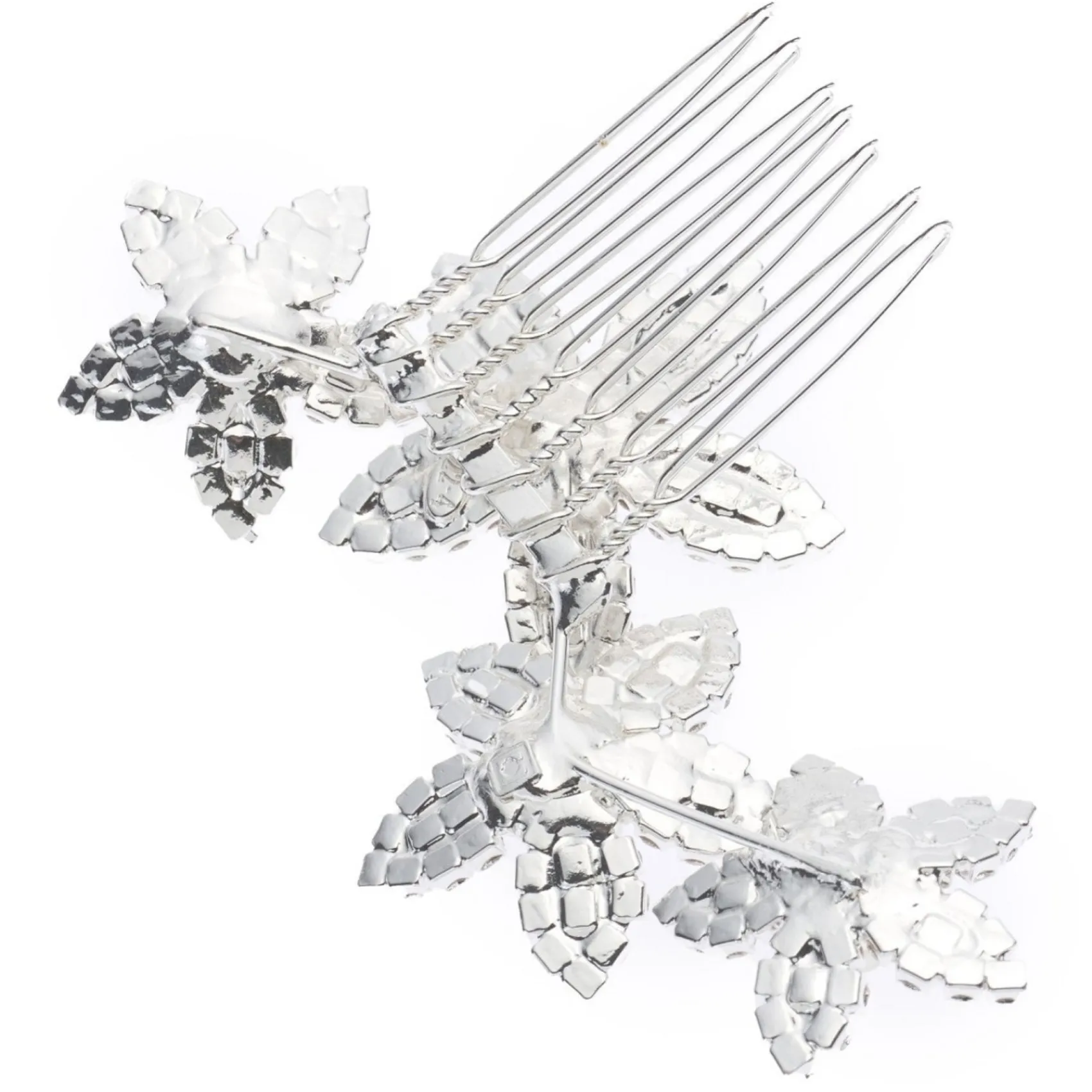 Poirier Prom Hair Clips & Combs | Crystal Hair Accessories*Leilani Crystal Floral Hair Comb Ivory/ Silver