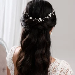 Lace & Favour Pearl Hair Accessories | Rose Gold Hair Accessories*Letisha Ivory Flowers and Pearl Sprigs Wedding Hair Vine (Rose Gold) Ivory/ Rose Gold