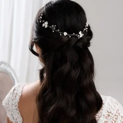 Lace & Favour Pearl Hair Accessories | Rose Gold Hair Accessories*Letisha Ivory Flowers and Pearl Sprigs Wedding Hair Vine (Rose Gold) Ivory/ Rose Gold