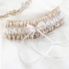 Boudoir Couture Bride Gifts | Bridal Garters*Liberty Blush and Ivory Lace Frill Bridal Garter with Double Bow Blush/ Nude/ Ivory