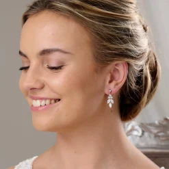 Lace & Favour Bridesmaid Gifts | Bride Gifts*Lila Dainty Cubic Zirconia Drop Earrings Rose Gold