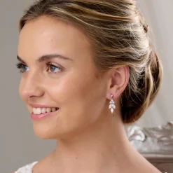 Lace & Favour Bridesmaid Gifts | Bride Gifts*Lila Dainty Cubic Zirconia Drop Earrings Rose Gold