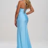 Linzi Jay Linzi Jay Prom Dresses | Light Blue Prom Dresses*Cowl Neck Ruched Corset Prom Dress with Slit