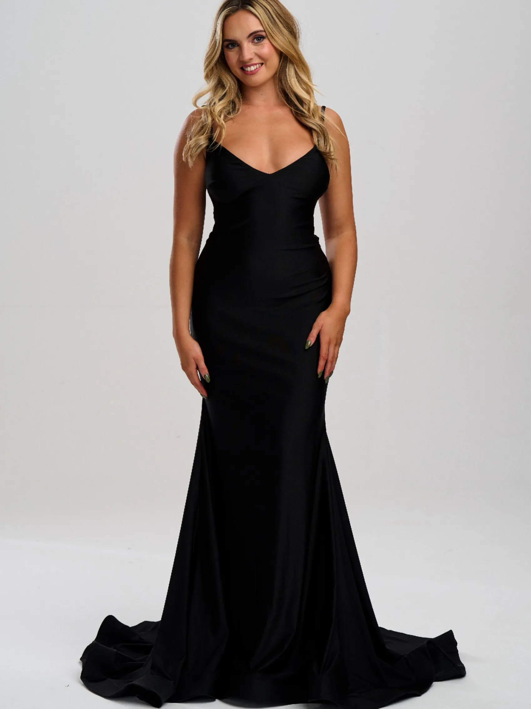 Linzi Jay Linzi Jay Prom Dresses | Black Prom Dresses*Fitted Lace Up Back Mermaid Prom Dress with Train