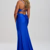 Linzi Jay Linzi Jay Prom Dresses | Royal Blue Prom Dresses*Plunge Neck Ruched Open Back Prom Dress with Train
