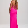 Linzi Jay Linzi Jay Prom Dresses | Pink Prom Dresses*V Neck Stretch Satin Corset Prom Dress with Train