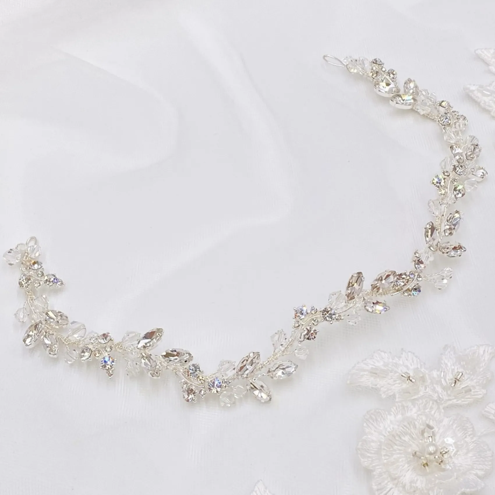 Twilight Designs Prom Headbands & Tiaras | Crystal Hair Accessories*Lucille Crystal and Diamante Wedding Hair Vine Silver
