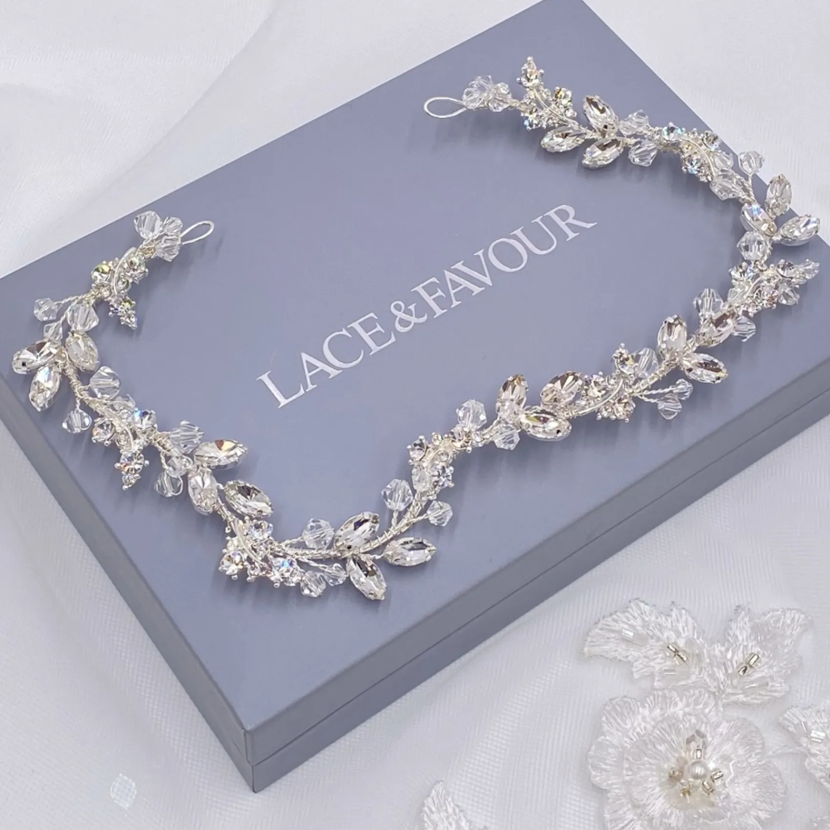 Twilight Designs Prom Headbands & Tiaras | Crystal Hair Accessories*Lucille Crystal and Diamante Wedding Hair Vine Silver