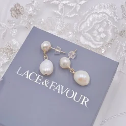 Lace & Favour Bride Gifts | Pearl Jewellery*Luisa Freshwater Pearl Drop Earrings Ivory/ Silver