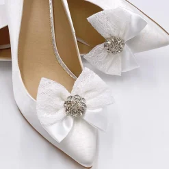 Lace & Favour Bride Gifts | Shoe Jewellery*Lulu Embellished Lace and Satin Bow Shoe Clips